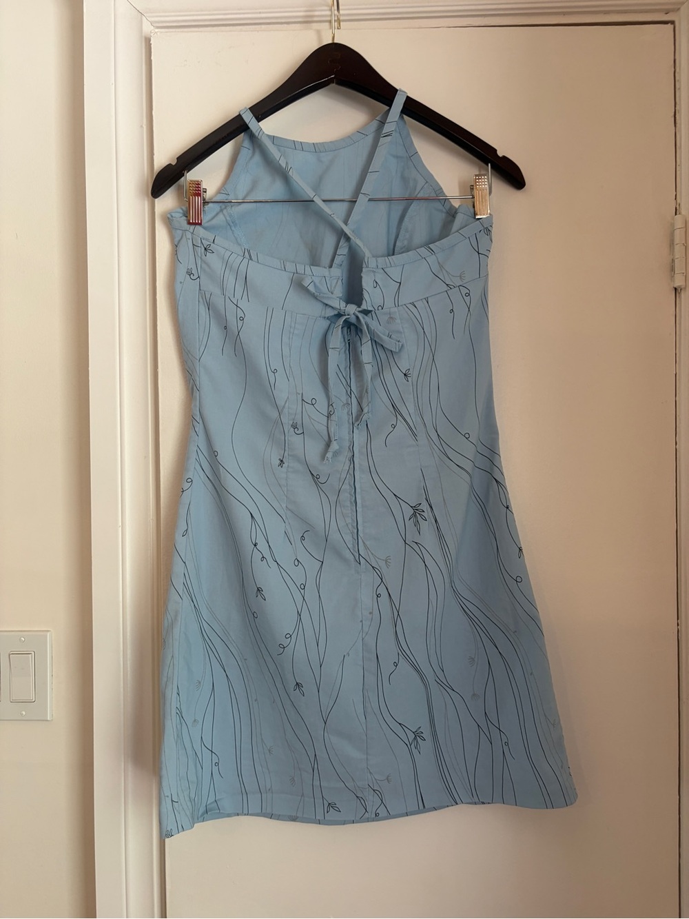 Vintage Light Blue Floral Women's mini Dress - Picture 3 of 16